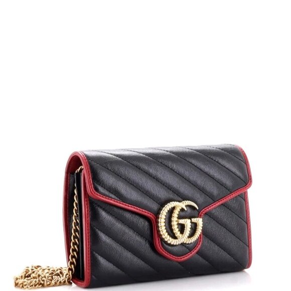 Gucci GG Marmont Chain Wallet Diagonal Quilted Leather Mini reb-758-091725 - Picture 3 of 6